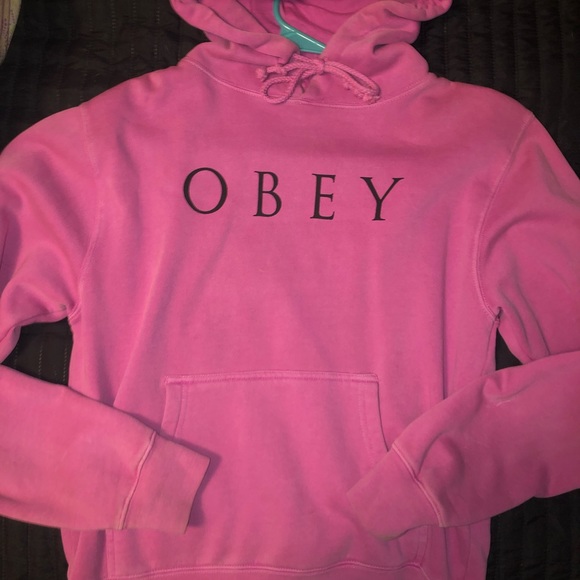 pink obey hoodie